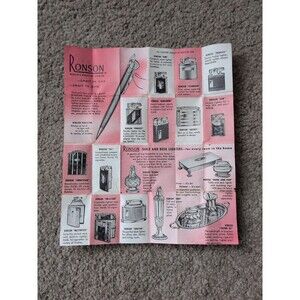 Vintage RONSON Lighters Paper Ad Guarantee / Directions Color Double Sided.